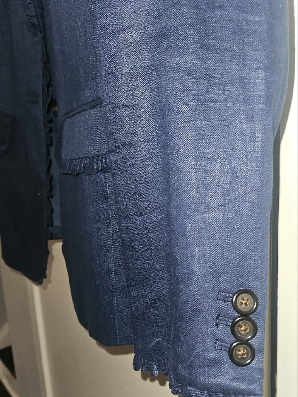 J. Crew Navy Ruffle-Edge Blazer - Picture 5 of 6